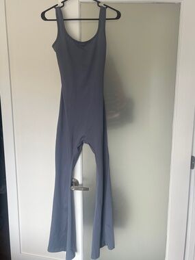 Scoop Neck Sleeveless Stretch Jumpsuit - Slate Gray
